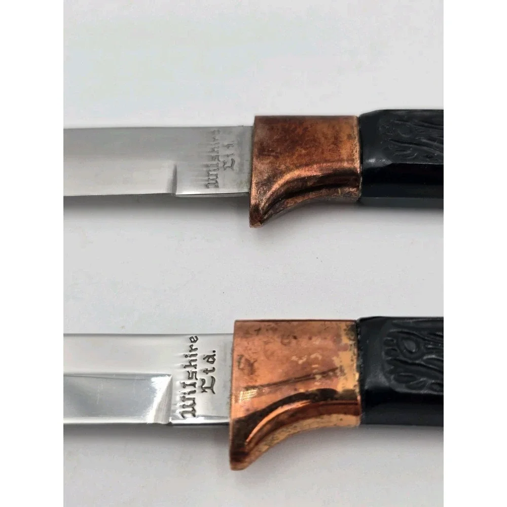 Wilshire Ltd. Steak Knife Pair  Stainless Steel Copper Set Of 2 Vintage Black